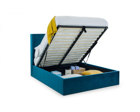 Langham Scalloped Headboard Ottoman King Bed - Teal