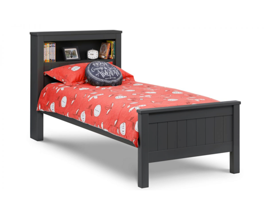MAINE BOOKCASE BED 90CM - ANTHRACITE
