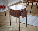 Opal Mango Wood Bedside Table With Marble Top & Metal Legs