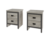 Boston 2 Drawer Bedside Table Pair Grey