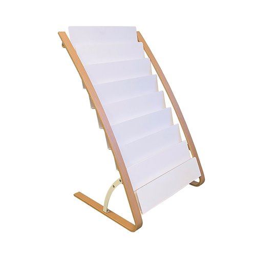 Alba Literature Floor Display 8x2 Compartments A4 Natural Wood Frame White Compartments DDEXPO8W BC