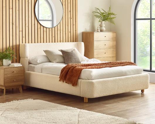 Oberon Boucle Bed Cream - Double