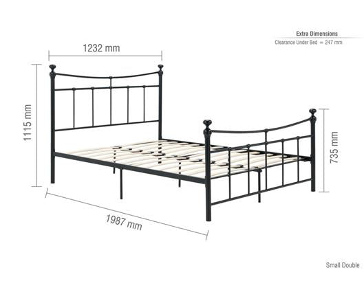 Emily Small Double Bed - Black