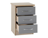 NEVADA 2 DOOR 1 DRAWER WARDROBE BEDROOM SET - GREY GLOSS/LIGHT OAK EFFECT VENEER