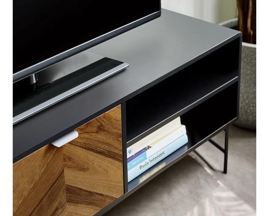 Alvin TV Unit - Black ans Natural Brown Wood