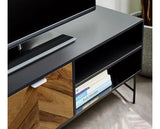 Alvin TV Unit - Black ans Natural Brown Wood