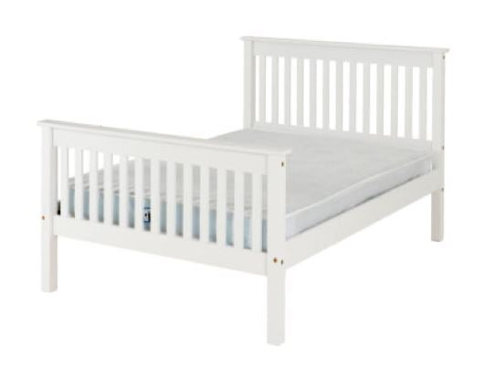 Monaco Small Double Bed High Foot End - White