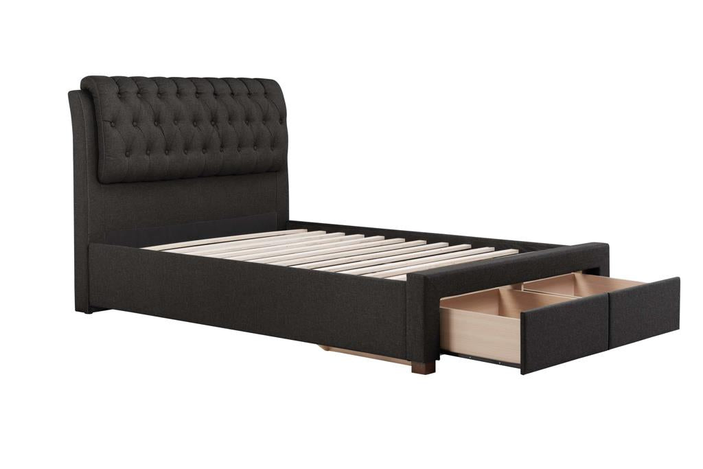 Valentino Double Bed with Drawers - Charcoal