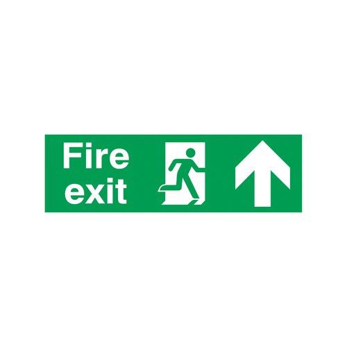 Safety Sign Fire Exit Running Man Arrow Up 150x450mm PVC FX04711R