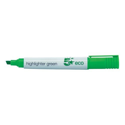 5 Star Eco Highlighter Chisel Tip 1-5mm Line Green (Pack of 10)