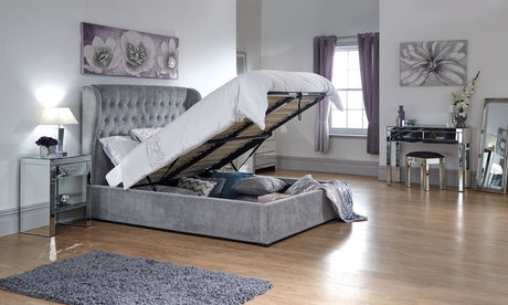 Dakota 150cm Ottoman Bed with Solid Base Platinum