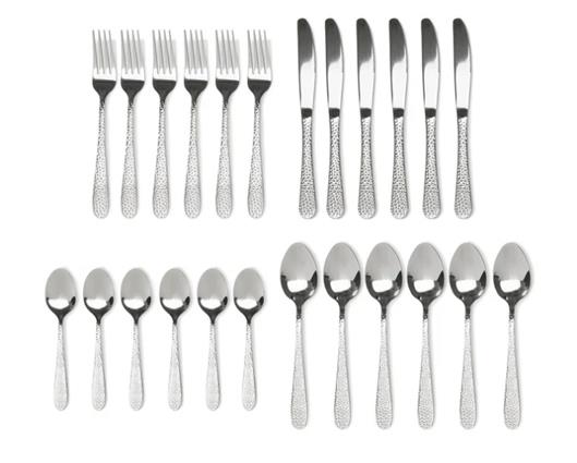 24pc Hammered Cutlery Set - S/STEEL
