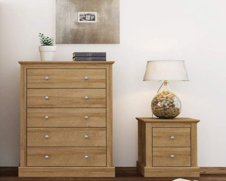 Devon 5 Drawer Chest Oak