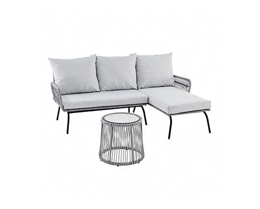 Grey 3 Piece L Shape SofaGrey Cushions