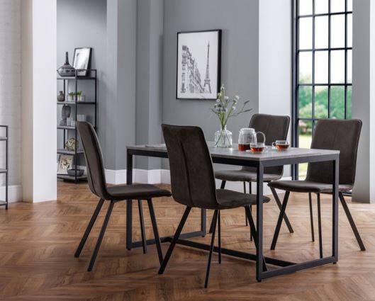 SET OF STATEN DINING TABLE & 4 MONROE CHAIRS