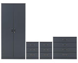 DAKOTA 2 DOOR WARDROBE BEDROOM SET - DARK GREY