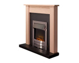 Adam Southwold Fireplace Suite in Oak & Black with Colorado Electric Fire in Brushed Steel, 43 Inch