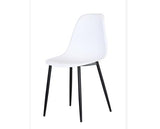 Curve chair, white plastic seat with black metal legs (pair)