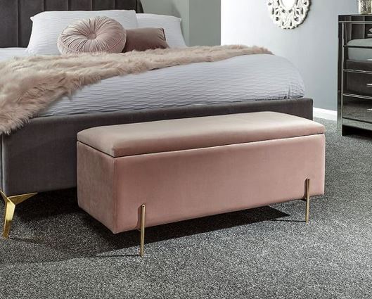 Mystica ottoman storage bench blush pink