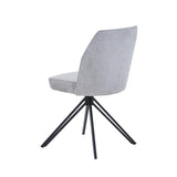 Aspen swivel dining chairs, light grey cord fabric with black metal legs (pair)
