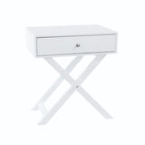 X Leg 1 Drawer Bedside Cabinet-White