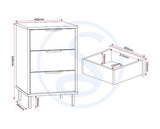 MADRID 3 DRAWER BEDSIDE - GREY/WHITE GLOSS