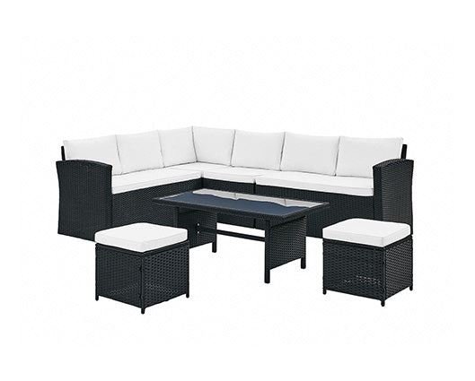 Kos Black Corner Sofa Set w/ Coffee Table & Cover