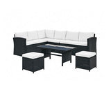 Kos Black Corner Sofa Set w/ Coffee Table & Cover