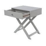 X Leg 1 Drawer Bedside Cabinet-Light Grey