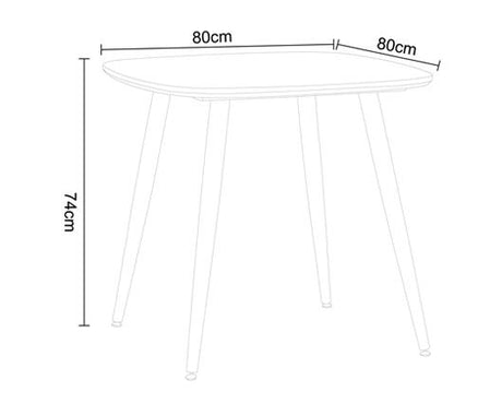 Square dining table, grey oak effect with black tapered legs