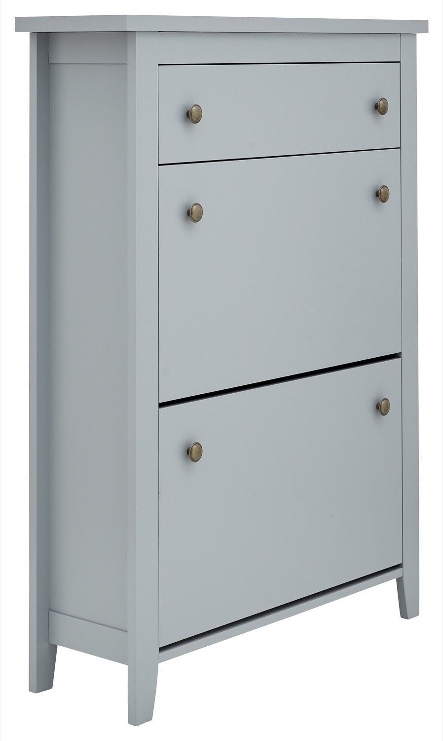Deluxe two tier shoe cabinet grey