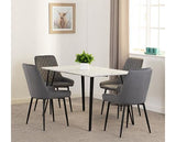 MARLOW & AVERY DINING SET (X4 CHAIRS) - WHITE MARBLE/GREY VELVET