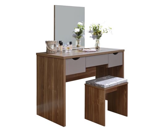 Elizabeth dressing table set walnut + grey