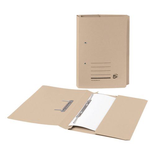 5 Star Office Transfer Spring Pocket File Recycled Mediumweight 285gsm Foolscap Buff (Pack of 25)