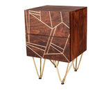 Dark Gold 2 Drawer Side Table