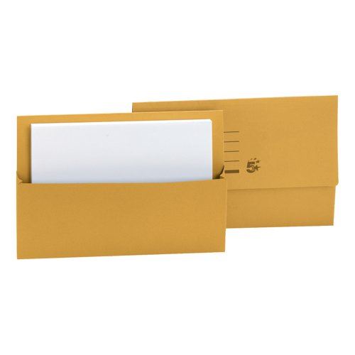 5 Star Office Document Wallet Half Flap 250gsm Recycled Capacity 32mm Foolscap Yellow (Pack of 50)