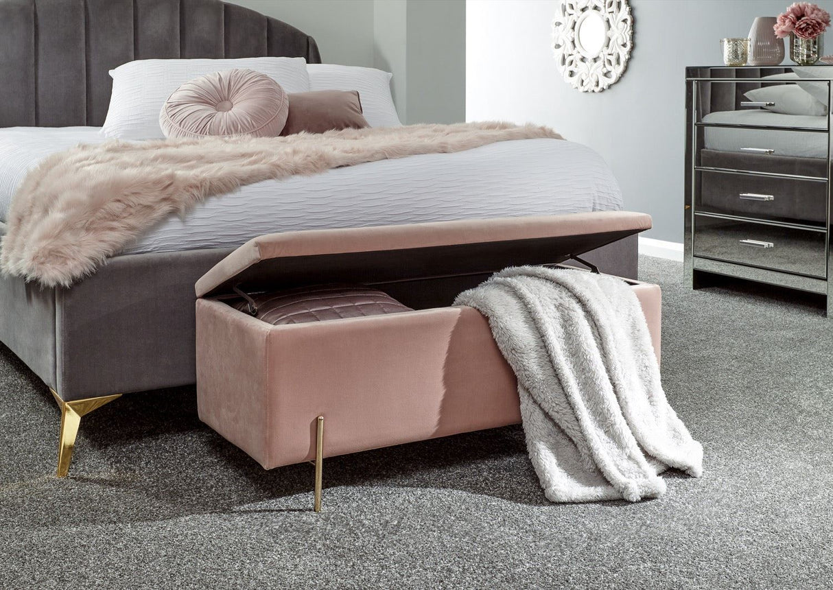 Mystica ottoman storage bench blush pink