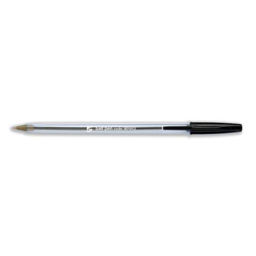 5 Star Office Ball Pen Clear Barrel Medium 1.0mm Tip 0.4mm Line Black (Pack of 50)