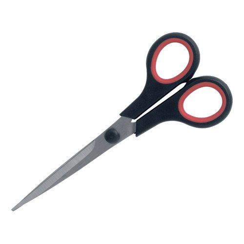 5 Star Office Scissors 155mm Rubber Handles Stainless Steel Blades Black&#47;Red