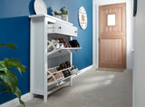 Deluxe two tier shoe cabinet white