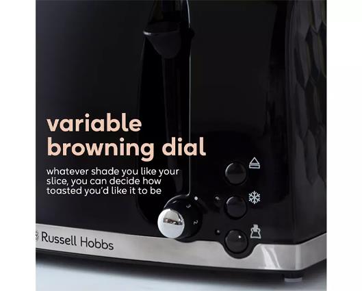 Russell Hobbs Honeycomb 4 Slice Toaster - Black