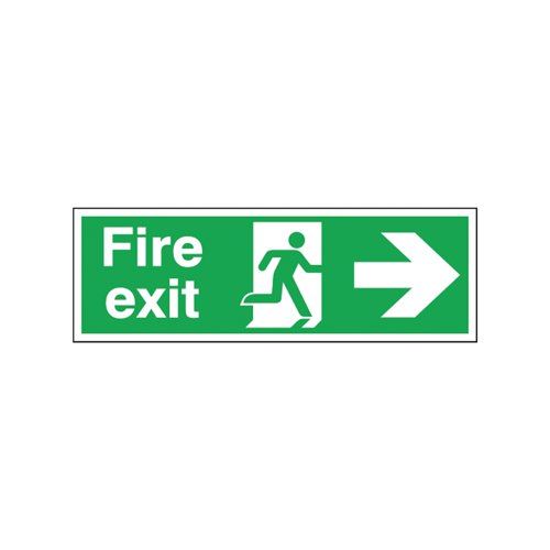 Safety Sign Fire Exit Running Man Arrow Right 150x450mm Self-Adhesive E99A&#47;S