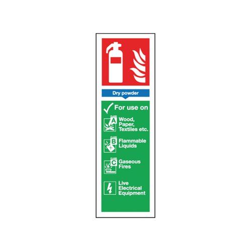 Safety Sign Fire Extinguisher Dry Powder Usage Self-Adhesive 300x100mm F201&#47;S