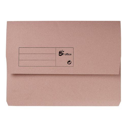 5 Star Office Document Wallet Half Flap 285gsm Recycled Capacity 32mm A4 Buff (Pack of 50)