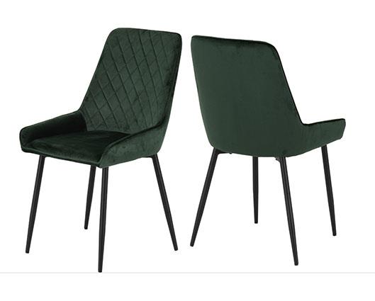 HAMILTON & AVERY LARGE DINING SET (X6 CHAIRS) - MEDIUM OAK EFFECT/EMERALD GREEN VELVET