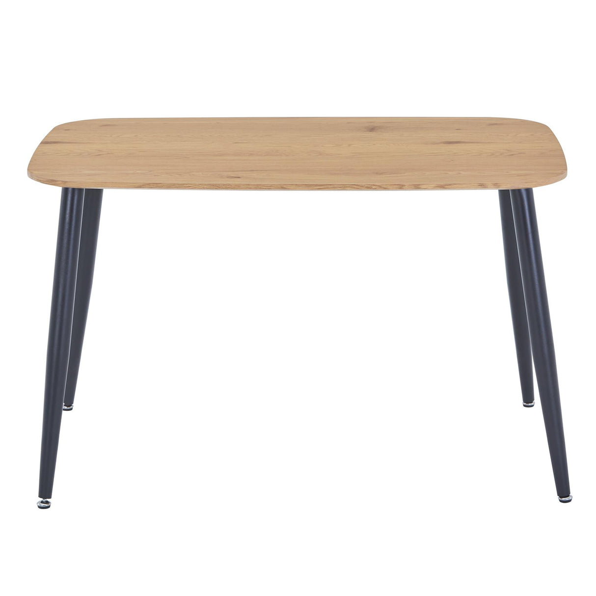 Aspen rectangular dining table, light oak effect top with black tapered legs