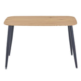 Aspen rectangular dining table, light oak effect top with black tapered legs