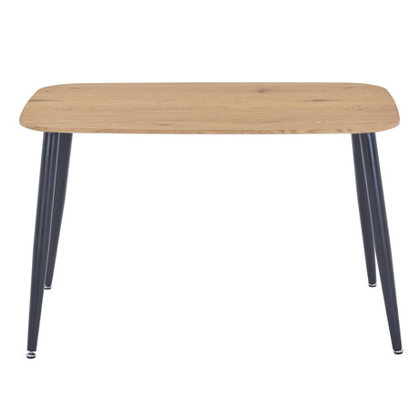 Aspen rectangular dining table, light oak effect top with black tapered legs