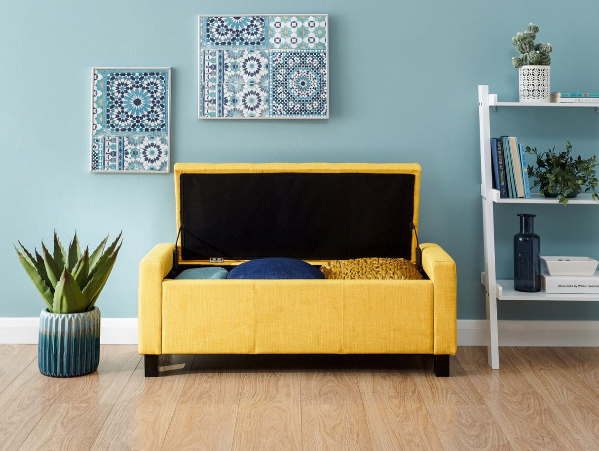 Verona ottoman bench mustard fabric