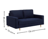 Henrietta 2 Seater Sofa Deep Blue